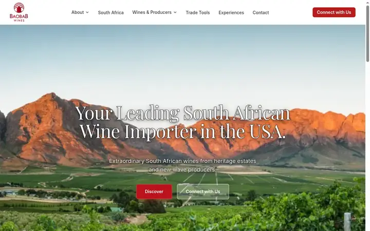 Baobab Wines website preview