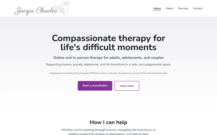 Jacqui Chowles website preview